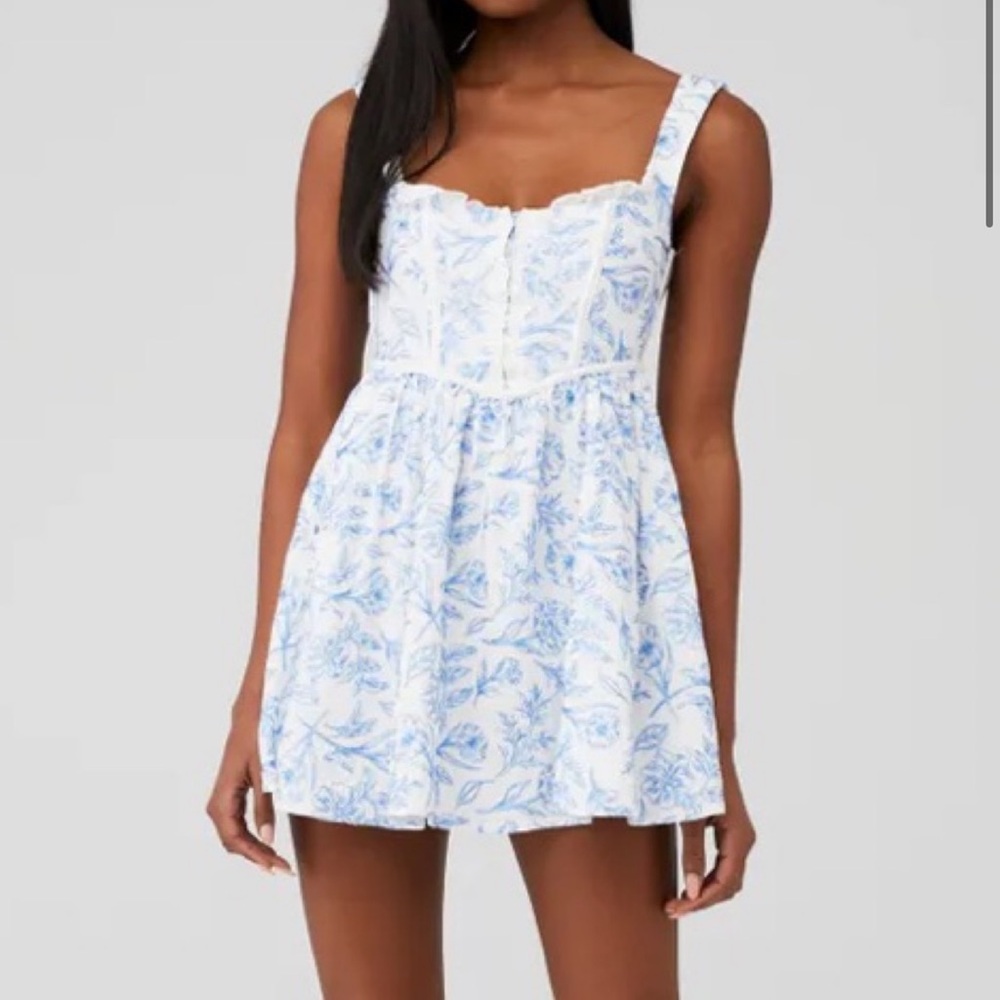 For Love and Lemons Maisie Floral Blue Mini Dress 🩵